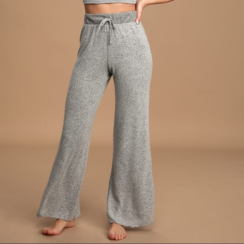 Lulus Be Cozy Heather Grey Drawstring Lounge Pants